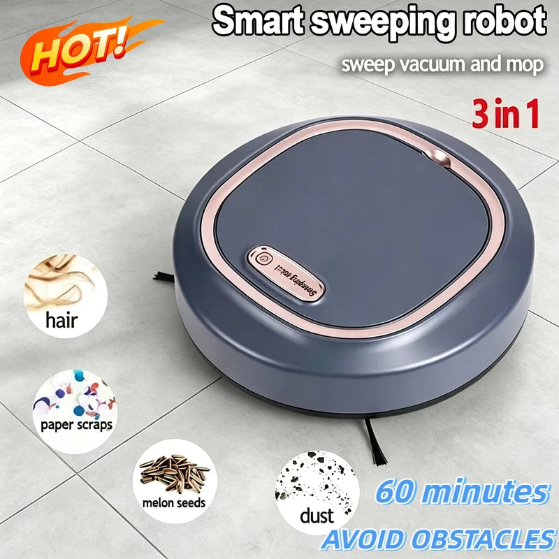Tactile Activation Lazy Person Intelligent Automatic Sweeping Robot 3-in-1 Wet Dry Home Sweeper USB Rechargeable Vacuum Cleaner