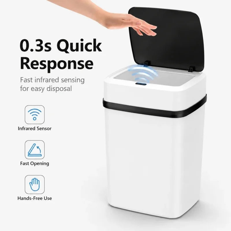 13L Waterproof Trash Can Waste Bin for Kitchen Bathroom Living Room-Durable Home Garbage Bin Trash Can Kitchen Trash Can Dustbin