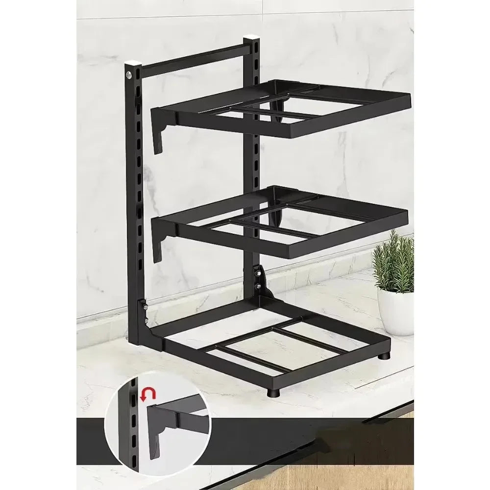 4-Tier Adjustable Kitchen Cookware Storage Rack Space Saving Pot Holder Under Sink Countertop Organizer For Household Kitchen