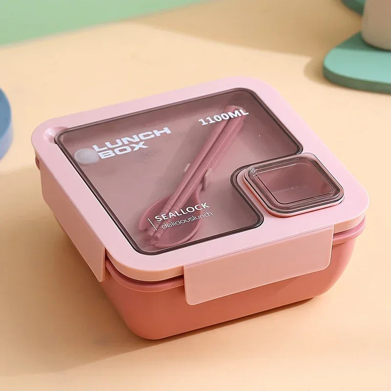 1pcs Lunch Box Portable Lunch Bags for Children School Office Bento Box with Tableware  Complete Kit Microwavable Heating