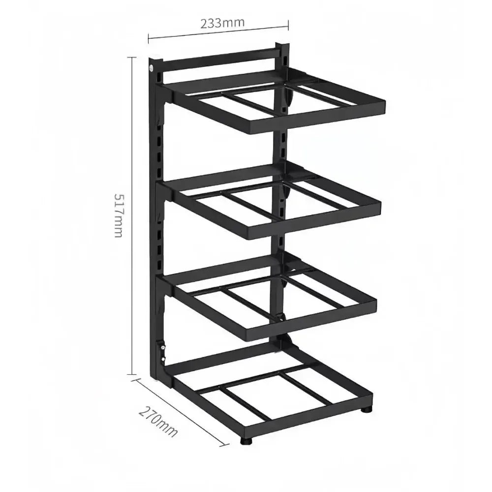 4-Tier Adjustable Kitchen Cookware Storage Rack Space Saving Pot Holder Under Sink Countertop Organizer For Household Kitchen