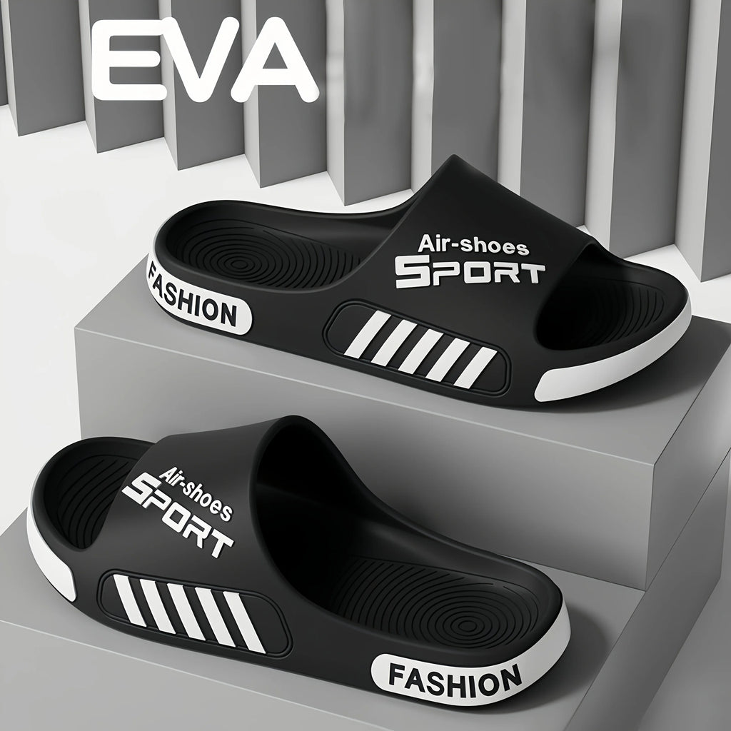 Step into comfort with these men’s lightweight sport slides, designed for everyday versatility. Featuring an anti-slip sole and a comfortable fit, these durable slippers are perfect for relaxing at home, strolling along the