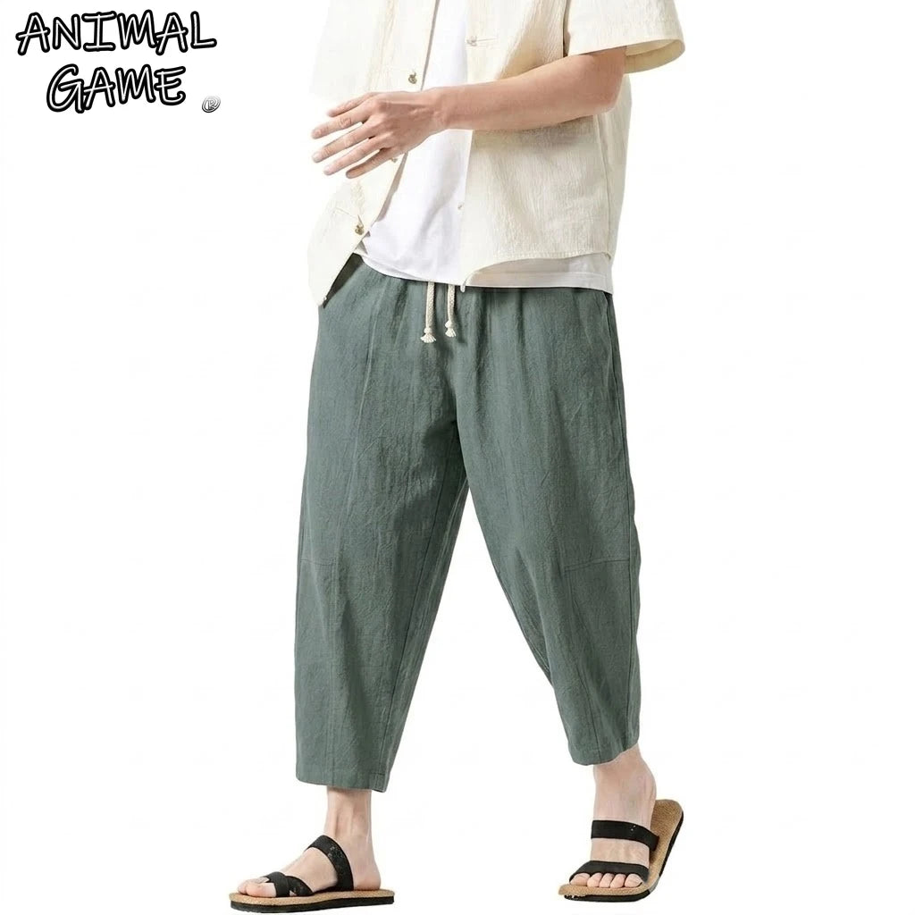 Men's Linen-Style Harem Pants – Lightweight, Loose & Comfortable**

Stay cool and comfortable with these men's lightweight harem pants, designed for warm-weather wear, casual outings, workouts, and everyday streetwear.

* L