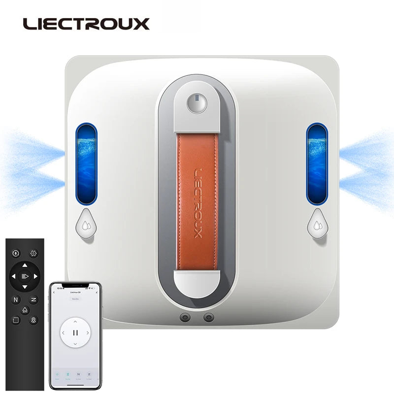 Robot Window Cleaner Liectroux S11,9000Pa Suction Window Vacuum Cleaner,4-Way Water Spray,Smart Memory Glass Cleaning Robot
