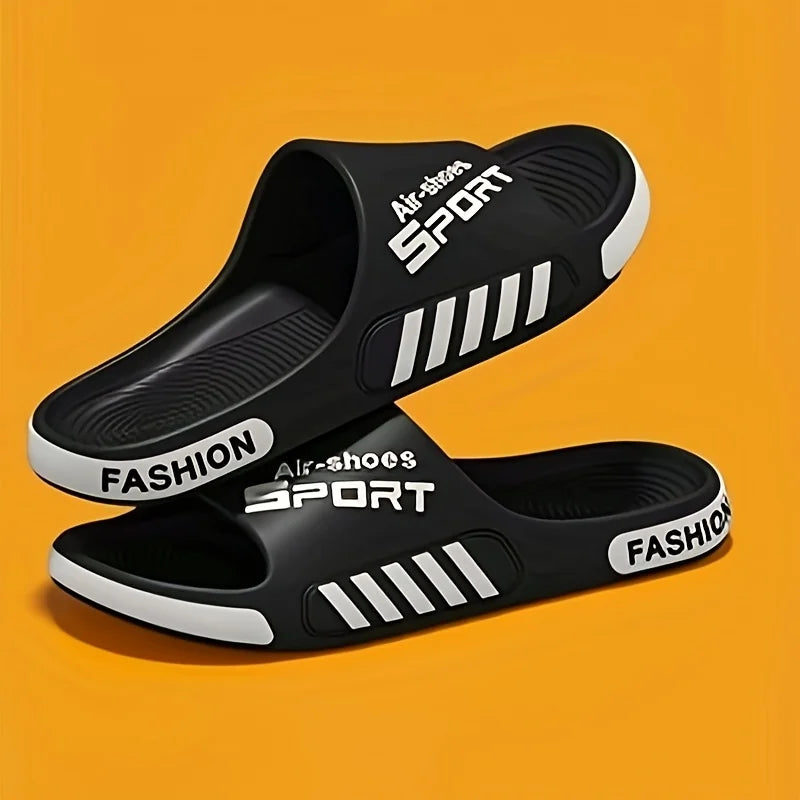Step into comfort with these men’s lightweight sport slides, designed for everyday versatility. Featuring an anti-slip sole and a comfortable fit, these durable slippers are perfect for relaxing at home, strolling along the