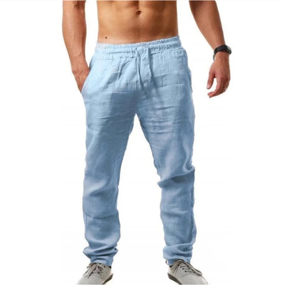 Men's Cotton-Linen Pants – Lightweight, Breathable & Casual**

Stay cool and comfortable all summer in these men's cotton-linen trousers. Designed with a relaxed fit and elastic waistband, they’re perfect for everyday wea