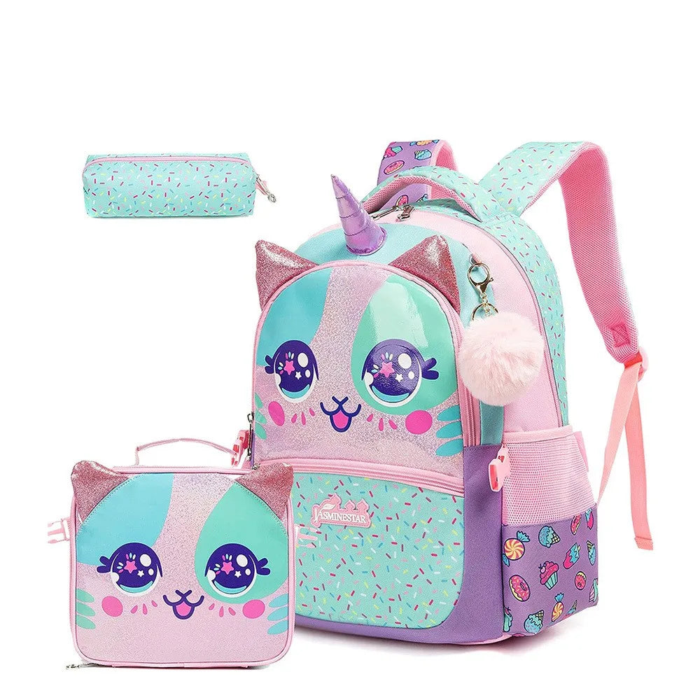Kids Backpacks for Girls School Bag with Lunch Box School Backpack for Girls Set Cute Bookbag for Kindergarten